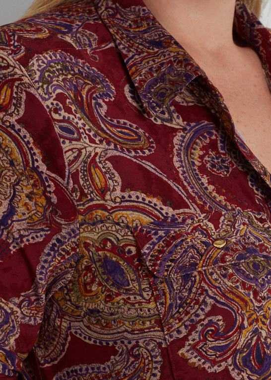 bordeaux multi Kvinder Ralph Lauren paisley stretch jersey skjorte Z426B4494