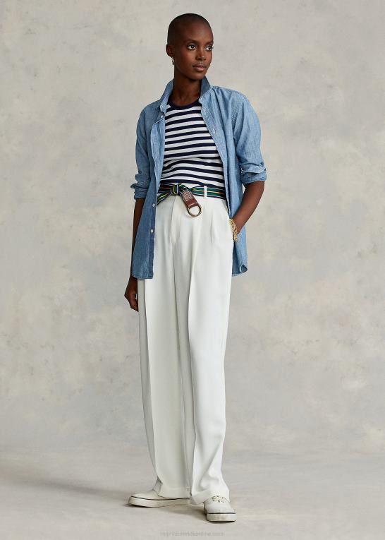 bsr indigo Kvinder Ralph Lauren chambray skjorte i lige pasform Z426B4753
