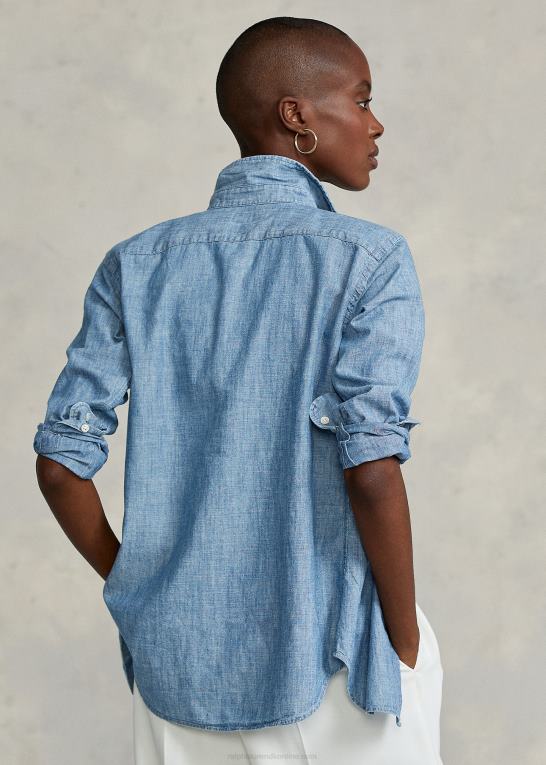 bsr indigo Kvinder Ralph Lauren chambray skjorte i lige pasform Z426B4753