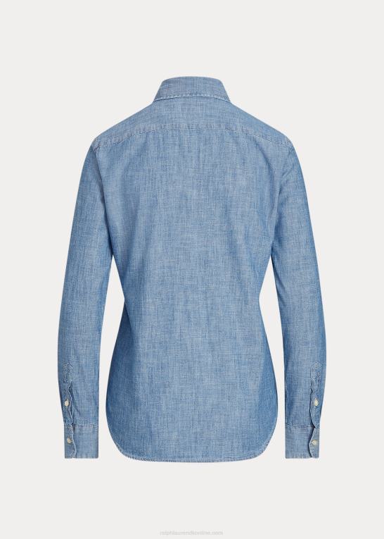 bsr indigo Kvinder Ralph Lauren chambray skjorte i lige pasform Z426B4753