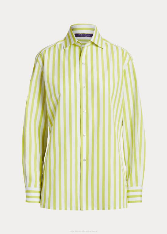 citron/hvid Kvinder Ralph Lauren stribet bomuldsskjorte Z426B9340