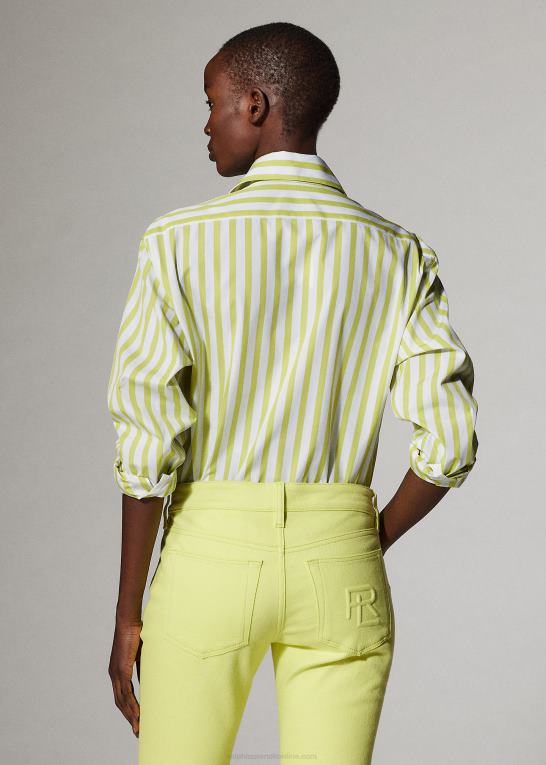 citron/hvid Kvinder Ralph Lauren stribet bomuldsskjorte Z426B9340
