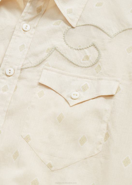 creme/tan Kvinder Ralph Lauren voile westernskjorte i bomuld Z426B3628