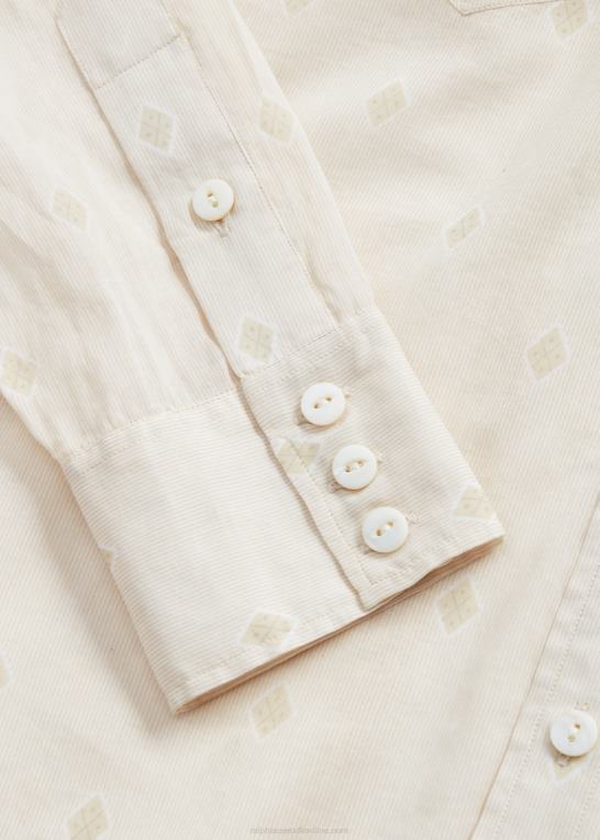 creme/tan Kvinder Ralph Lauren voile westernskjorte i bomuld Z426B3628