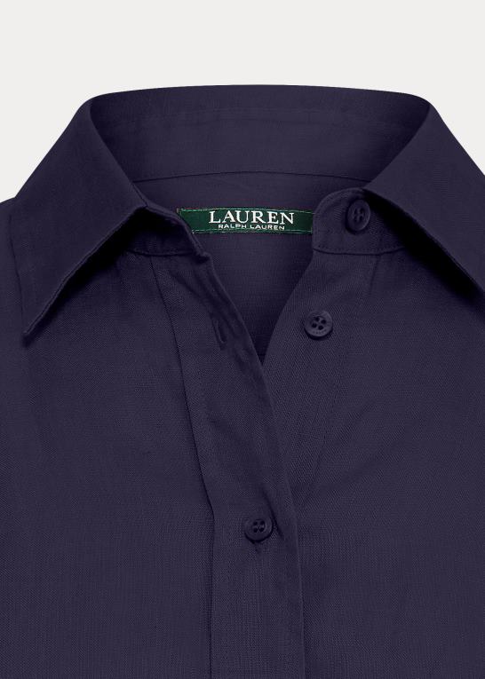 flåde Kvinder Ralph Lauren linned rulle skjorte med tabsærmer Z426B4383