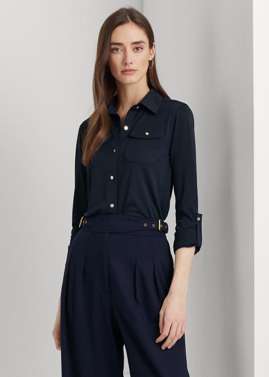 flåde Kvinder Ralph Lauren skjorte med rulle-faner Z426B9153
