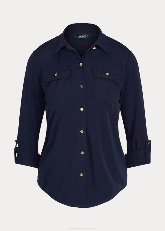 flåde Kvinder Ralph Lauren skjorte med rulle-faner Z426B9153