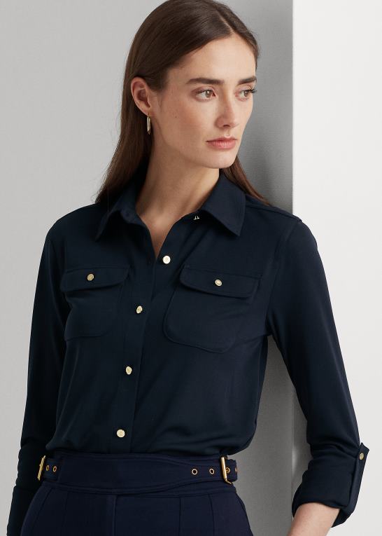 flåde Kvinder Ralph Lauren skjorte med rulle-faner Z426B9153