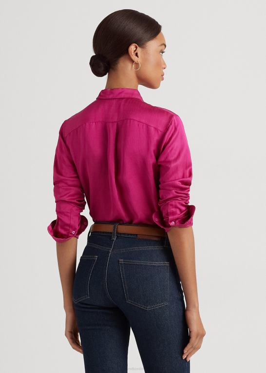 fuchsia bær Kvinder Ralph Lauren satin shantung skjorte Z426B3799