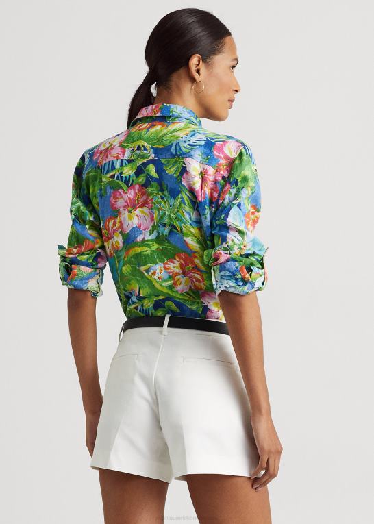 grøn/blå multi Kvinder Ralph Lauren blomstret hørskjorte Z426B3858