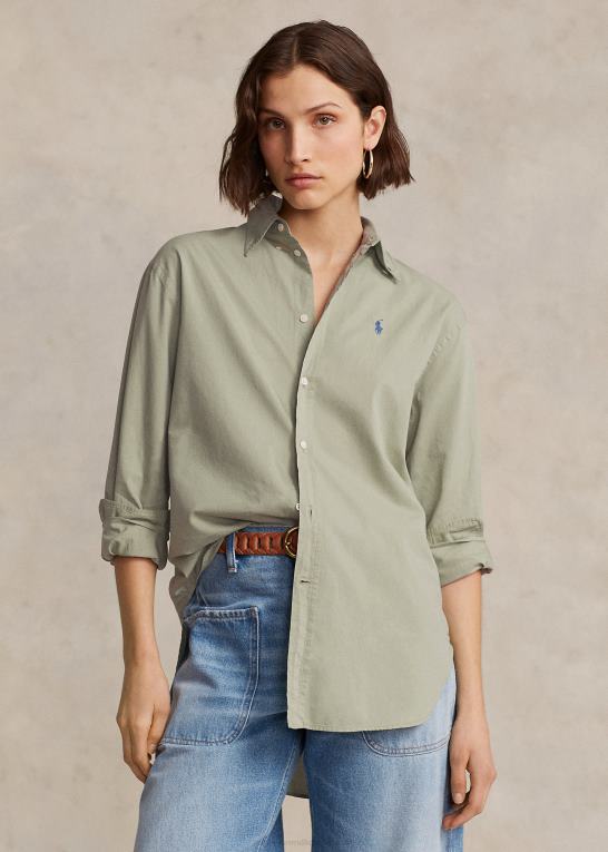 grønsten Kvinder Ralph Lauren oversize skjorte i bomuldstwill Z426B3156