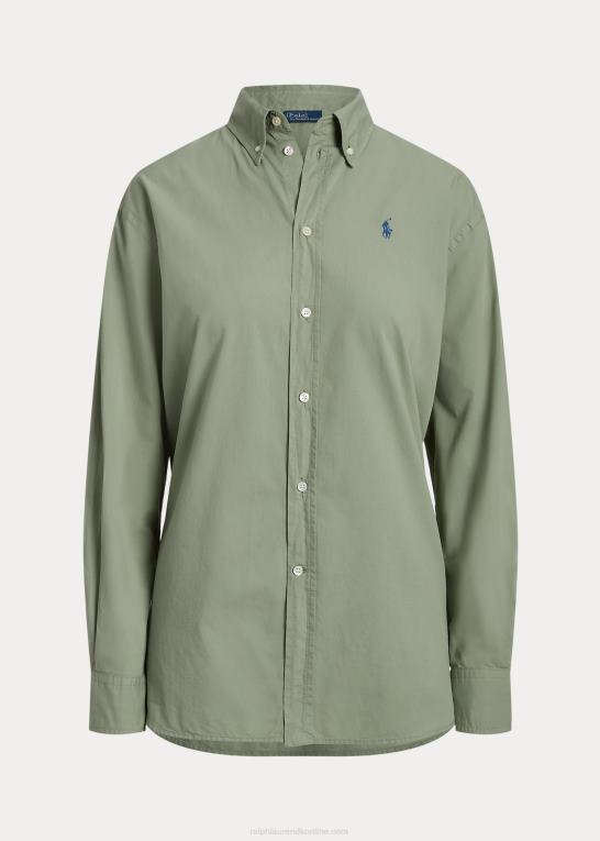 grønsten Kvinder Ralph Lauren oversize skjorte i bomuldstwill Z426B3156