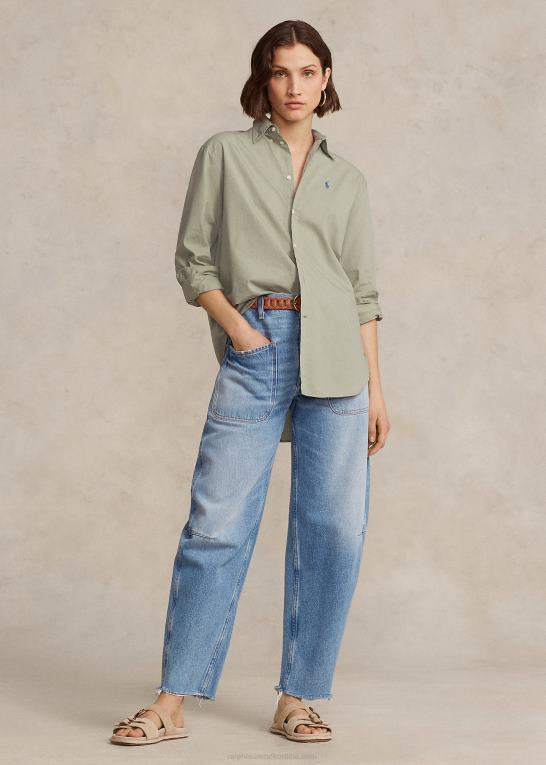 grønsten Kvinder Ralph Lauren oversize skjorte i bomuldstwill Z426B3156