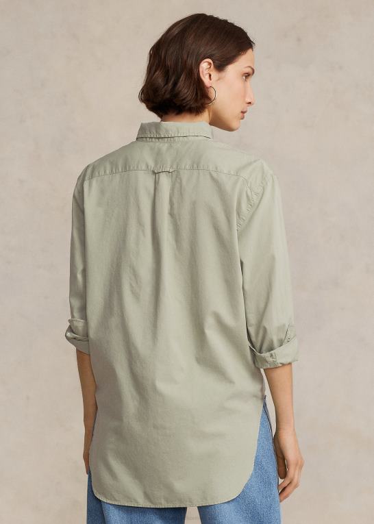 grønsten Kvinder Ralph Lauren oversize skjorte i bomuldstwill Z426B3156