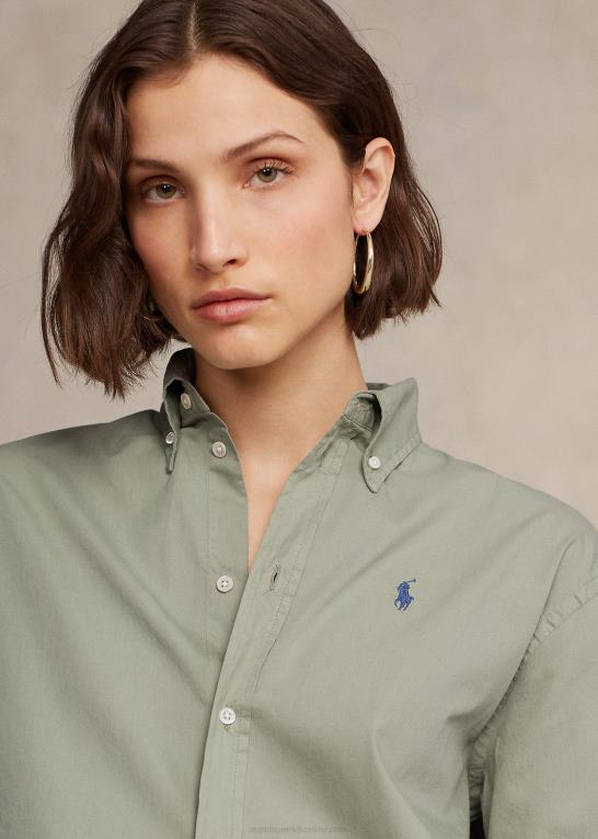 grønsten Kvinder Ralph Lauren oversize skjorte i bomuldstwill Z426B3156