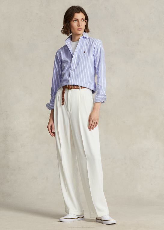 havneø blå Kvinder Ralph Lauren klassisk pasform stribet oxford skjorte Z426B3166