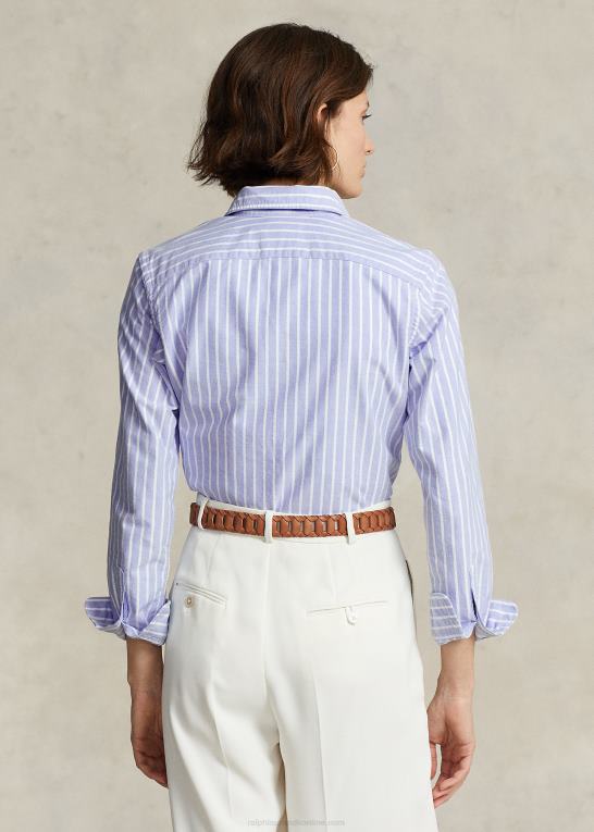 havneø blå Kvinder Ralph Lauren klassisk pasform stribet oxford skjorte Z426B3166