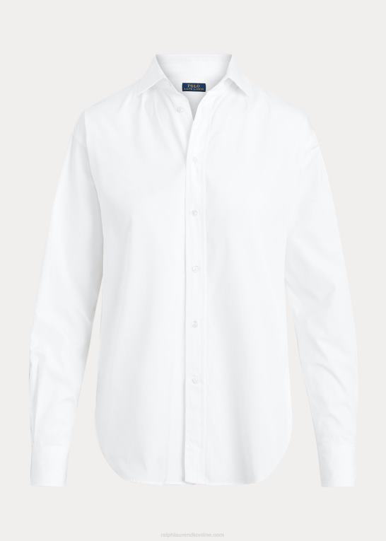 hvid Kvinder Ralph Lauren bomuldsskjorte i bred stof Z426B3341