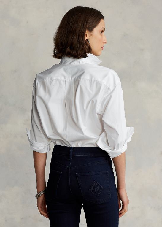 hvid Kvinder Ralph Lauren bomuldsskjorte i bred stof Z426B3341