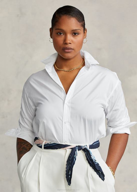 hvid Kvinder Ralph Lauren bomuldsskjorte i bred stof Z426B3341