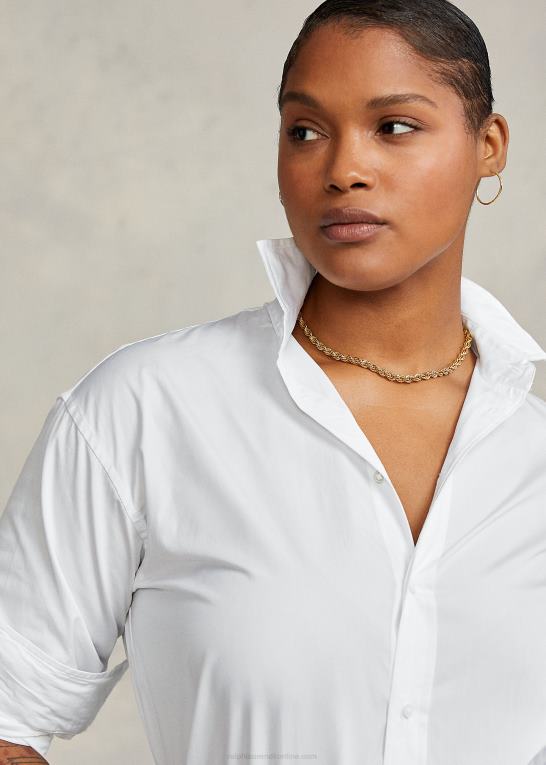 hvid Kvinder Ralph Lauren bomuldsskjorte i bred stof Z426B3341