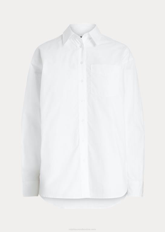 hvid Kvinder Ralph Lauren bomuldsskjorte i bred stof Z426B3815