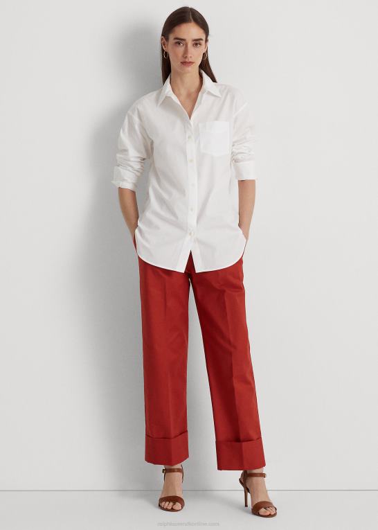 hvid Kvinder Ralph Lauren bomuldsskjorte i bred stof Z426B3815