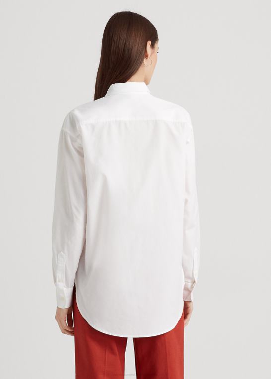 hvid Kvinder Ralph Lauren bomuldsskjorte i bred stof Z426B3815