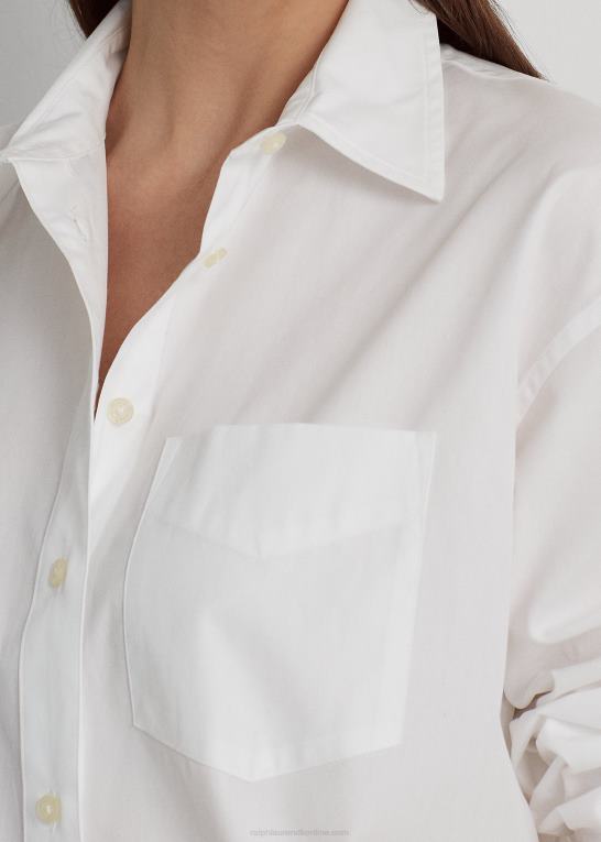 hvid Kvinder Ralph Lauren bomuldsskjorte i bred stof Z426B3815