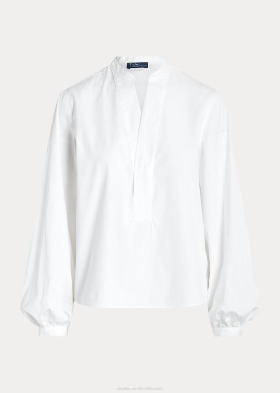 hvid Kvinder Ralph Lauren boxy fit bomuldsskjorte med blusenærmer Z426B2979
