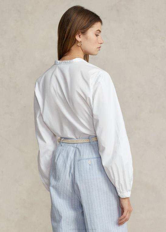 hvid Kvinder Ralph Lauren boxy fit bomuldsskjorte med blusenærmer Z426B2979