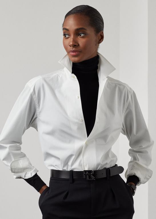 hvid Kvinder Ralph Lauren capri bomuldsskjorte Z426B3436