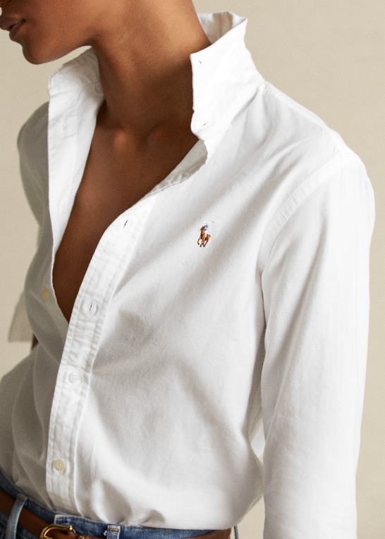 hvid Kvinder Ralph Lauren klassisk pasform oxford skjorte Z426B3349