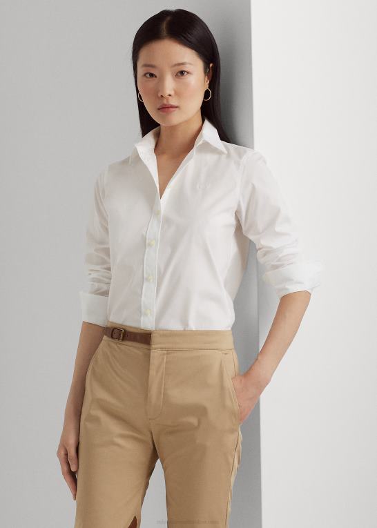 hvid Kvinder Ralph Lauren letplejet bomuldsskjorte Z426B4482