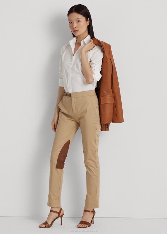 hvid Kvinder Ralph Lauren letplejet bomuldsskjorte i stretch Z426B4234