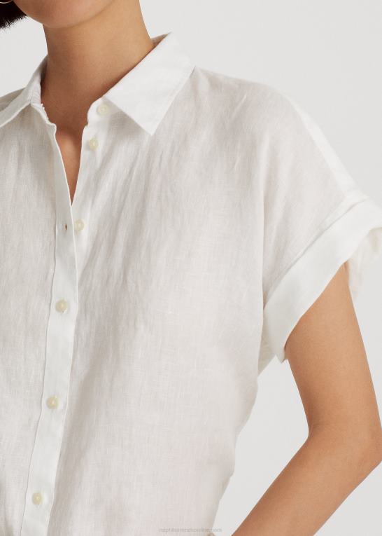 hvid Kvinder Ralph Lauren linned dolman-ærmet skjorte Z426B3781