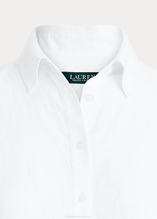 hvid Kvinder Ralph Lauren linned dolman-ærmet skjorte Z426B3781