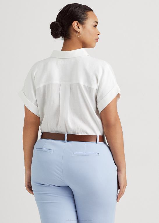 hvid Kvinder Ralph Lauren linned dolman-ærmet skjorte Z426B9480
