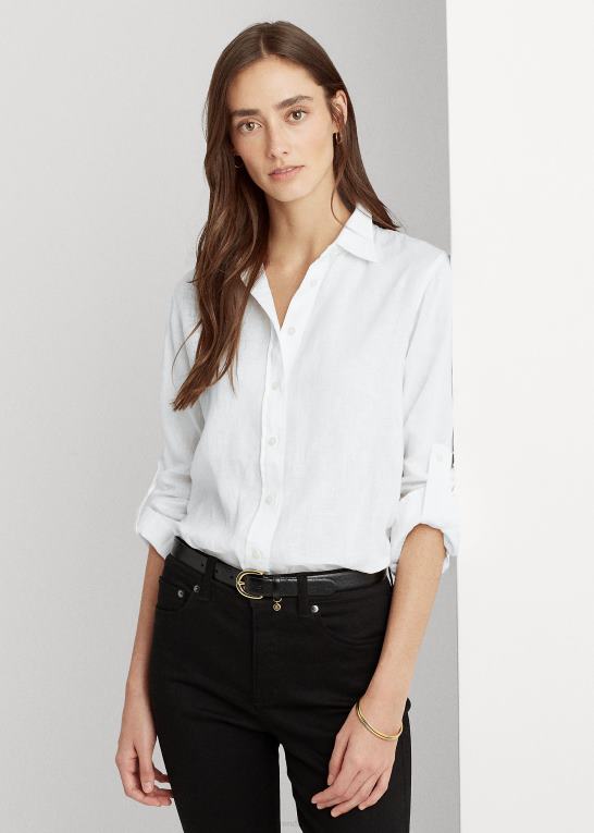 hvid Kvinder Ralph Lauren linned skjorte Z426B4173