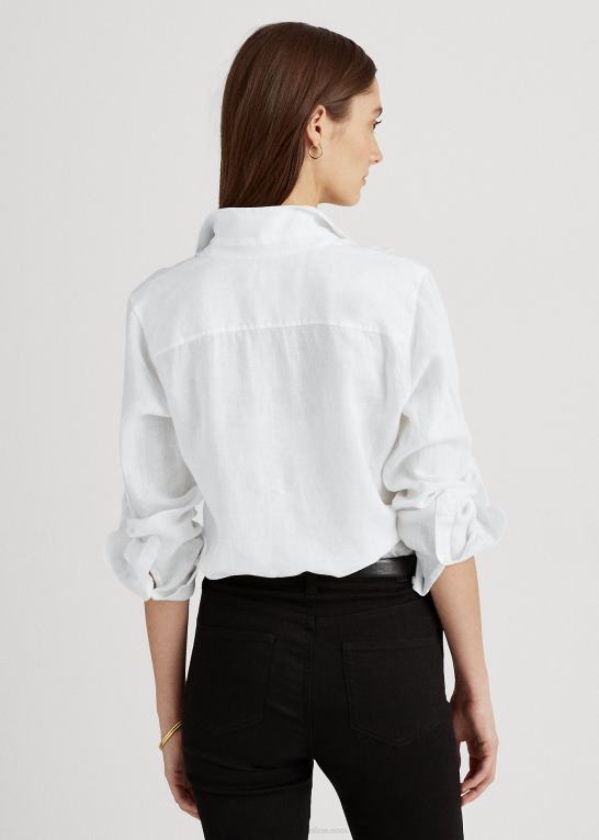 hvid Kvinder Ralph Lauren linned skjorte Z426B4173