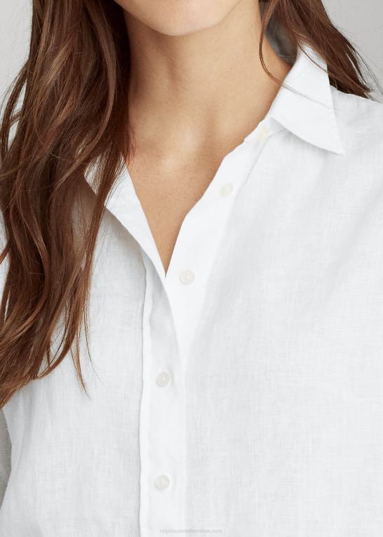 hvid Kvinder Ralph Lauren linned skjorte Z426B4173
