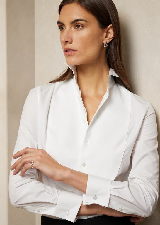 hvid Kvinder Ralph Lauren smokingskjorte i bred bomuld Z426B3445
