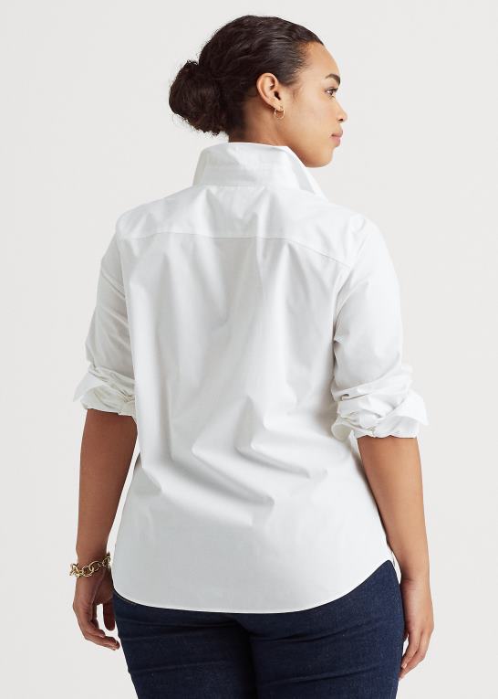 hvid Kvinder Ralph Lauren strygefri bomuldsskjorte i stretch Z426B4723