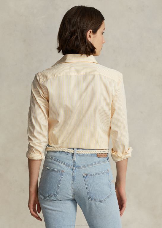 hvid-gul Kvinder Ralph Lauren stribet bomuldsskjorte med lige pasform Z426B3097
