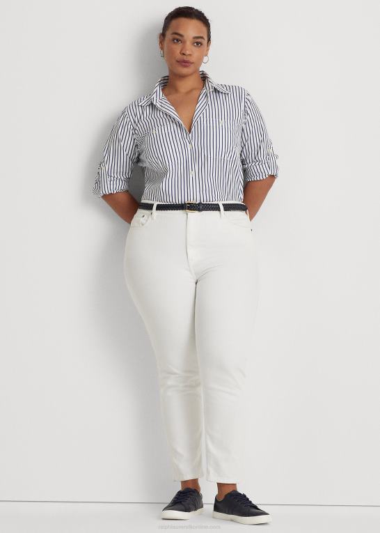 hvid/indigo Kvinder Ralph Lauren stribet bomuldsskjorte Z426B4737