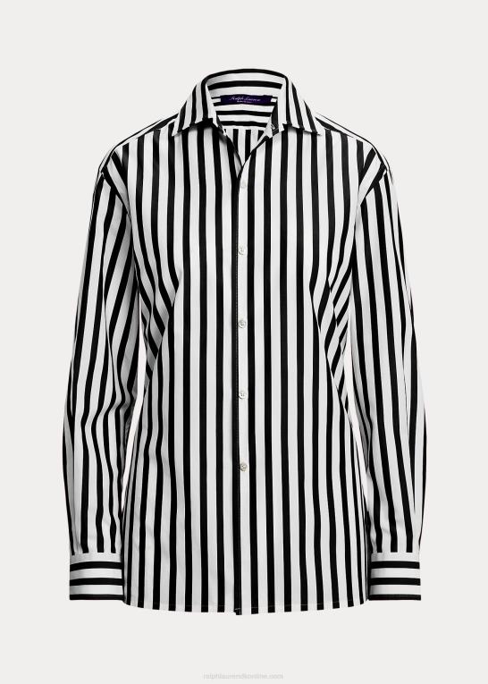 hvid sort Kvinder Ralph Lauren stribet bomuldsskjorte Z426B9345