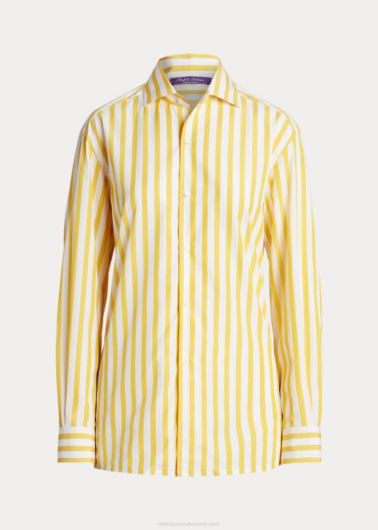 klassisk gul/hvid Kvinder Ralph Lauren stribet bomuldsskjorte Z426B9339