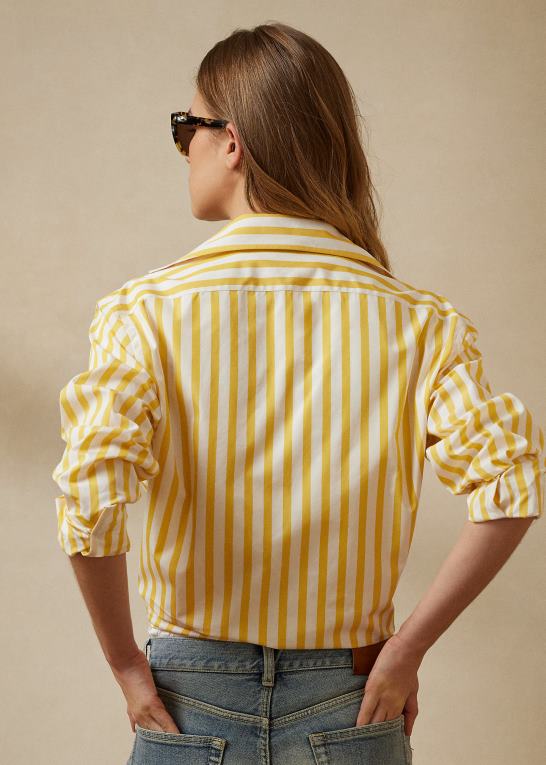 klassisk gul/hvid Kvinder Ralph Lauren stribet bomuldsskjorte Z426B9339