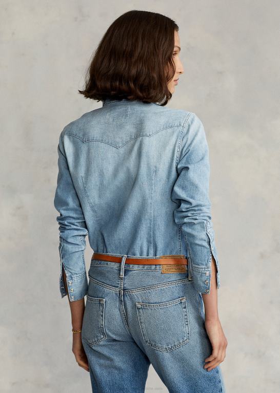 let indigo Kvinder Ralph Lauren lige fit denim westernskjorte Z426B3277