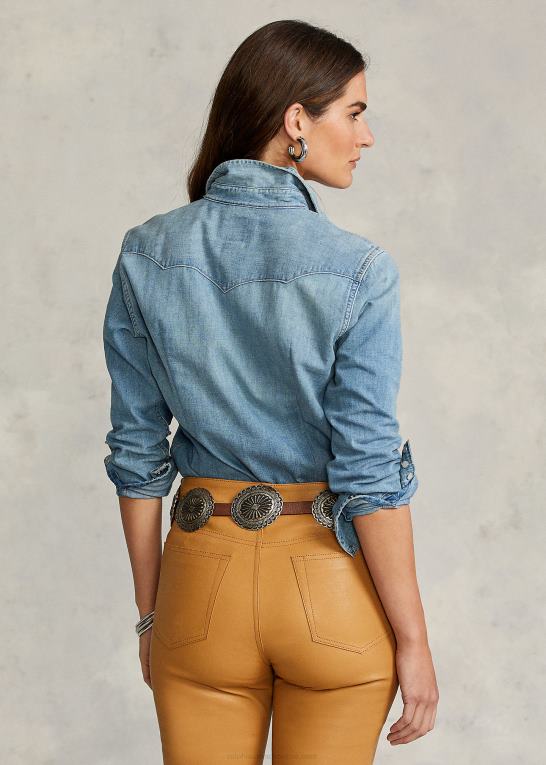 let indigo Kvinder Ralph Lauren lige fit denim westernskjorte Z426B3277
